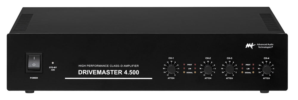 Amplificador Classe D 500W por Canal 4 Canais 70V 100V - AAT DriveMaster 4.500