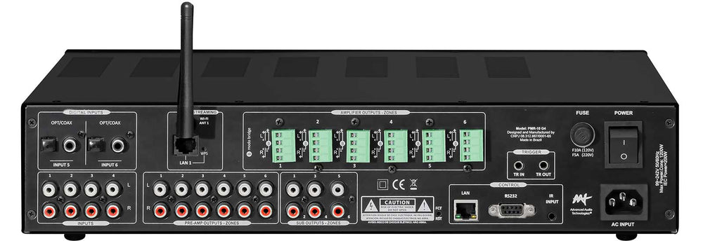 Amplificador Multiroom Digital 4 Zonas WiFi Bluetooth - AAT PMR-10 G4