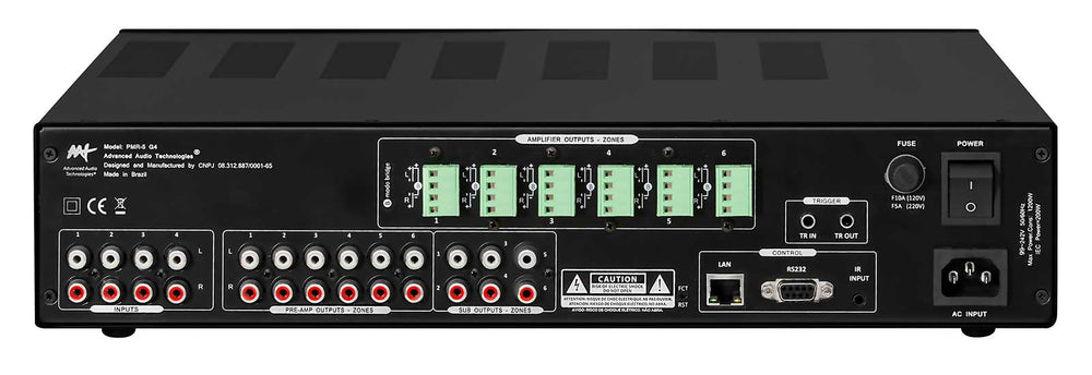 Amplificador Multiroom Digital 4 Zonas WiFi Bluetooth - AAT PMR-5 G4