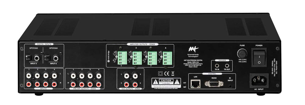 Amplificador Multiroom Digital 6 Zonas WiFi Bluetooth - AAT PMR-6 G4