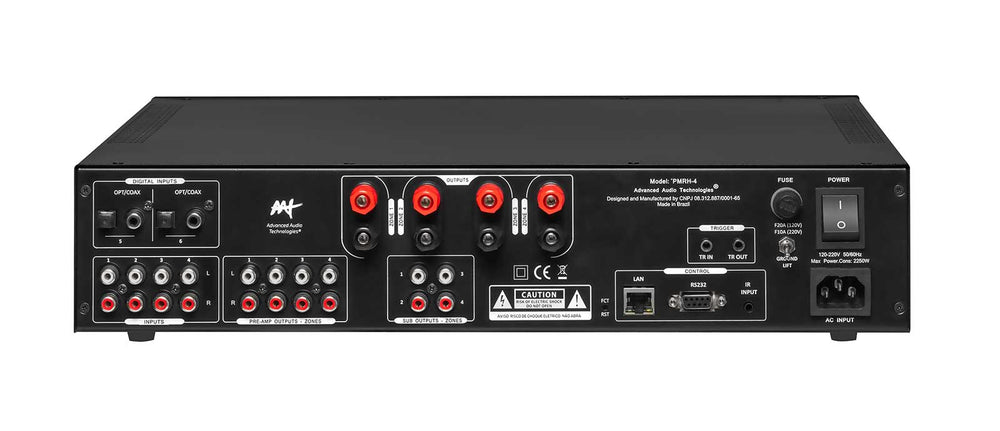 Amplificador Multiroom Alta Potência 500W por Zona WiFi Bluetooth 4 Zonas - AAT PMRH-4