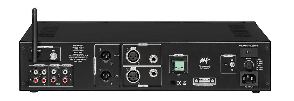 Mixer Amplificador 70V com Bluetooth FM 100W - AAT MA-3 CI G2