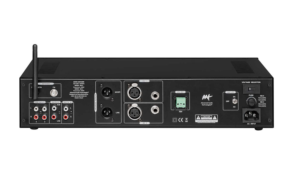 Mixer Amplificador 70V com Bluetooth FM 200W - AAT MA-4 CI G2