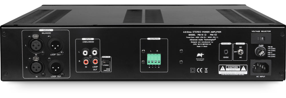 Amplificador Estéreo Profissional 8 e 4 Ohms 2 Canais - AAT PM-10 CI