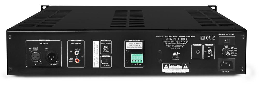Amplificador Profissional Mono 70V 100V 200W - AAT PM-8 CI