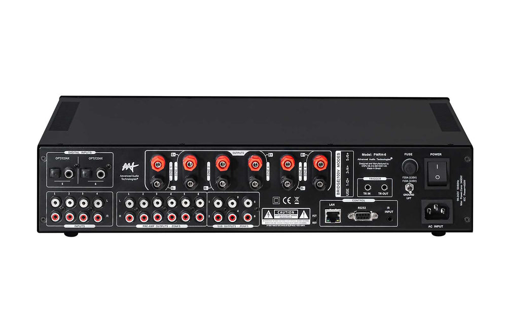 Amplificador Multiroom Alta Potência 500W por Zona WiFi Bluetooth 6 Zonas - AAT PMRH-6